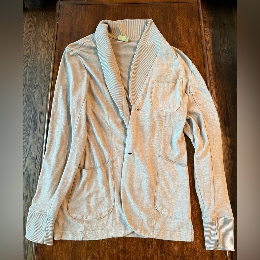 Alternative Earth men’s button down sweater size Large Tan grunge style.